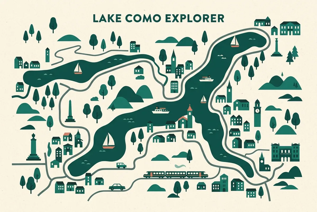 illustrated map of Como highlights for Is Lake Como Worth a Day Trip from Milan?, is lake como worth a day trip from milan