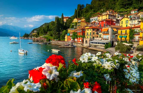 Boat cruise on Lake Como with Bellagio villas in view on the Milan to Lugano day trip